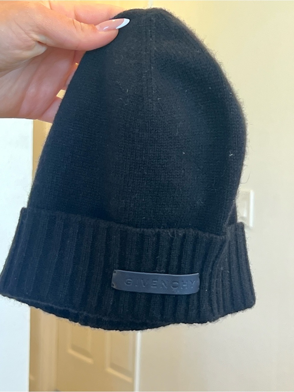 Givenchy Black Ribbed Cuff Beanie